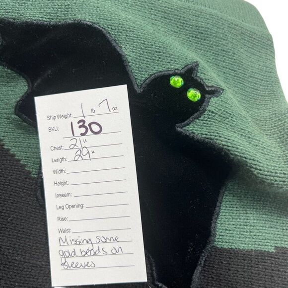 Richard Sport Halloween Ghost Cat Pumpkin Graphic Knit Velvet Applique Size M - Picture 10 of 10